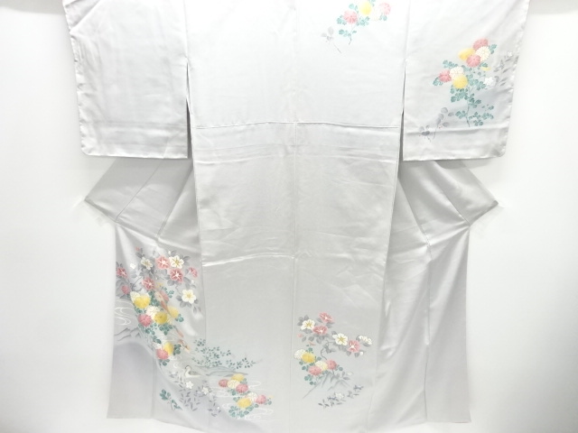 JAPANESE KIMONO / HOMONGI / EMBROIDERY / UNUSED / FLORAL PLANTS